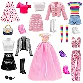 Bartoies Fun11.5 Inch Girl Dolls Fashion Pack 6 Set Doll Clothes Include Chic Suits Party Gown Sequin Outfit Stylish Dress wi