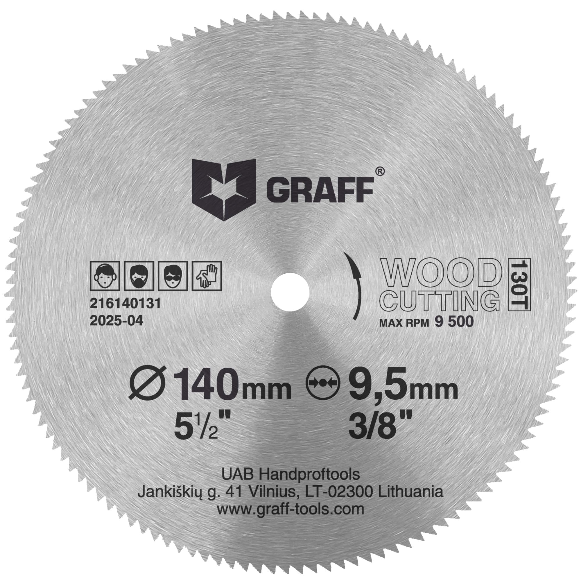 Photo 1 of 5-1/2 Inch Carbon Steel Circular Saw Blade for Wood, Plywood, Laminate, Drywall, Plastic – 130T Wood Cutting Disc with 3/8 Inch Arbor from GRAFF