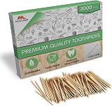 Mobi Lock 3000 Bamboo Toothpicks Double Pointed 2.5 in 0.06 in