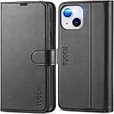 TUCCH Wallet Case for iPhone 13 Mini (5.4") 2021, 3 Card Holders, Black | RFID Blocking, Viewing Stand, Shockproof TPU Shell, PU Leather, Magnetic Closure, Protective Folio Flip Cover
