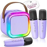 Upgraded Mini Karaoke Machine with 3 Wireless Microphones for Kids Girls Boys - Karaoke Party Speaker Christmas Birthday Gifts for 4 5 6 7 8 9 10 11+ Year Old - Kids' Instrument Accessories - Purple