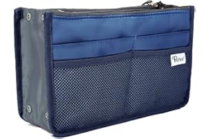 Periea Chelsy Purse Organizer Insert with Handles & 13 Pockets - 3 Sizes (Royal Blue, Large)