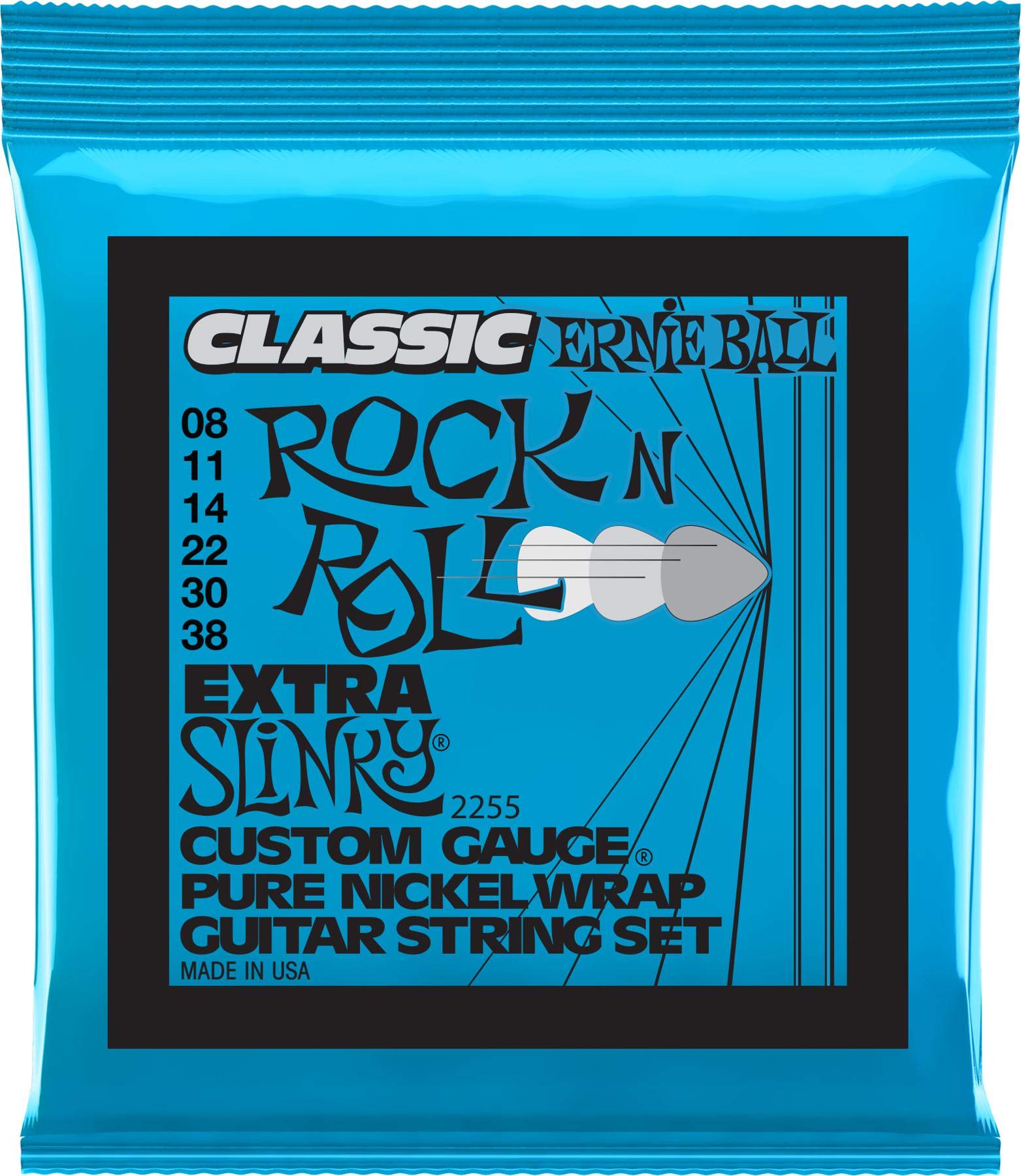 Ernie Ball Extra Slinky Classic Rock n Roll Pure Nickel Wrap Electric Guitar Strings - 8-38 Gauge