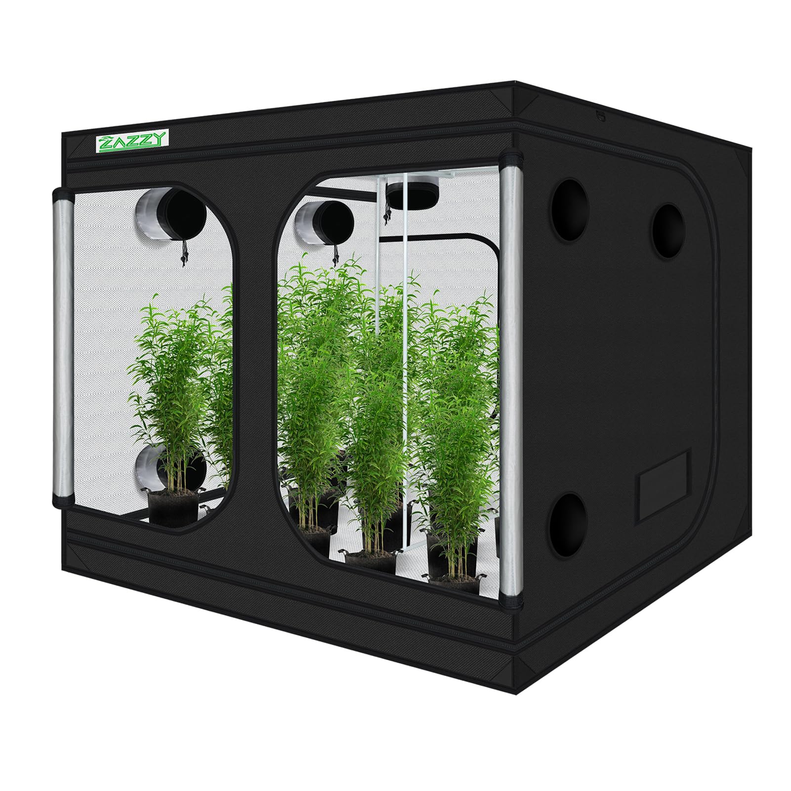 zazzy Growing Tent, 120"x120"x78" Grow Tent High Reflective Mylar with Observation Window and Removable Floor Tray for Hydroponics Indoor Plant Growing 10x10 Image zazzy Growing Tent, 120"x120"x78" Grow Tent High Reflective Mylar with Observation Window and Removable Floor Tray for Hydroponics Indoor Plant Growing 10x10 Image