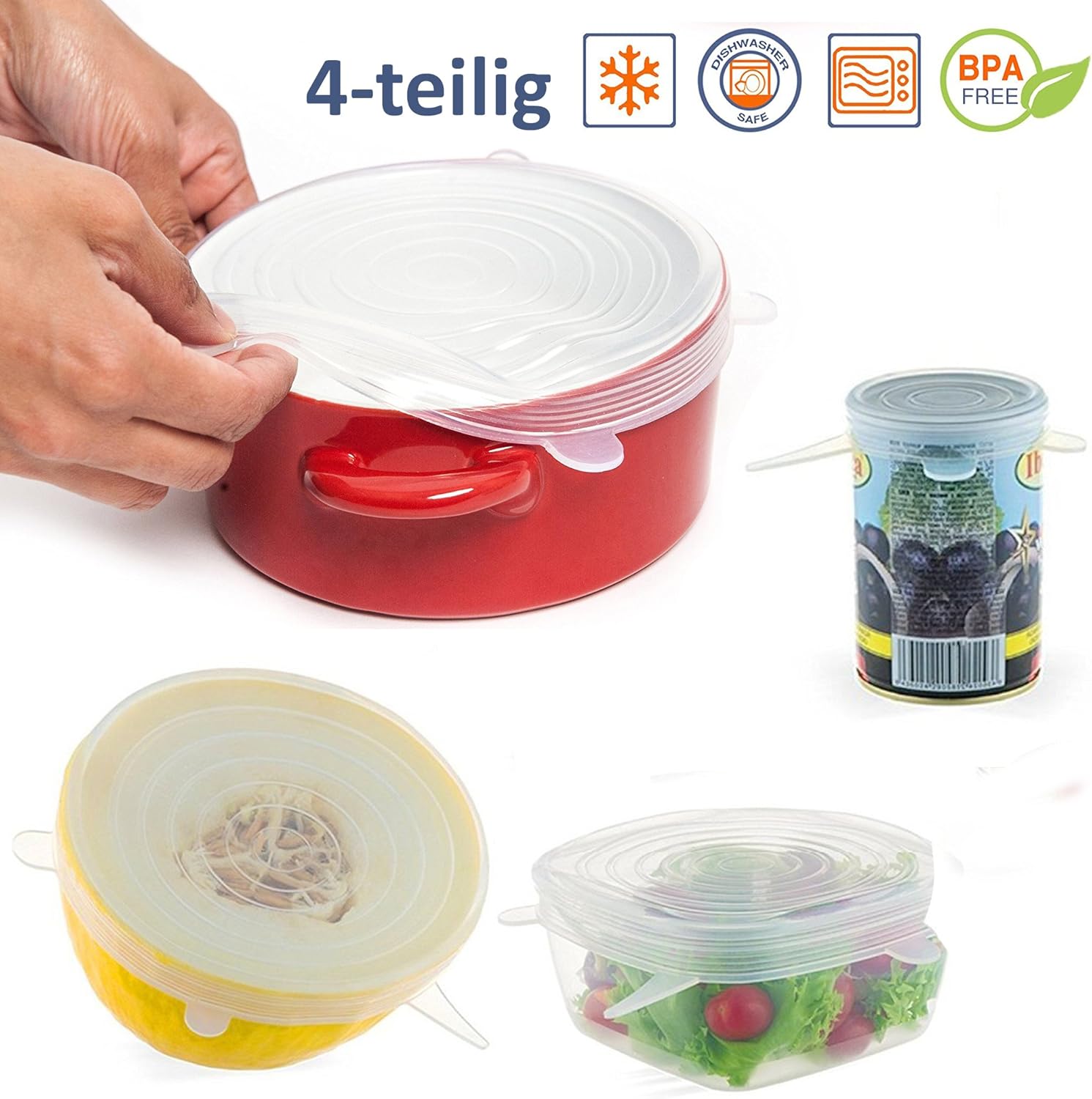 5er Set Silikon Deckel - Universal Frischhalte Deckel Für Schüsseln & Töpfe 10-30cm