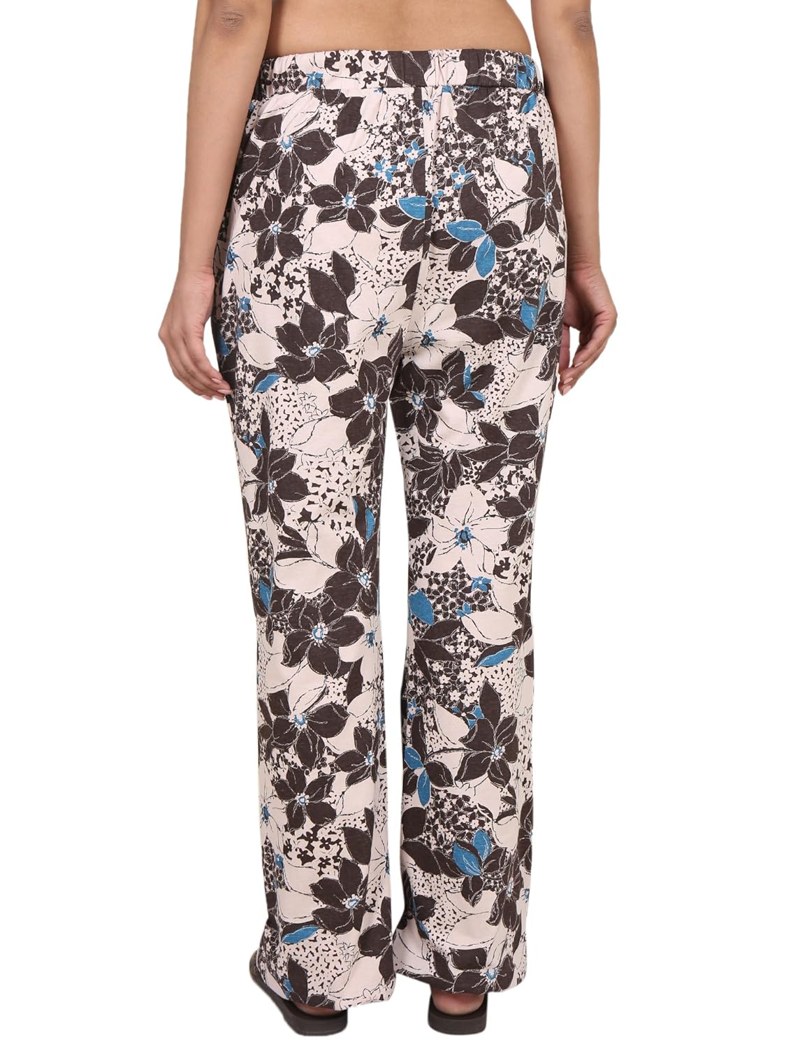 9teenagain women's cotton hosiery nightwear pajama(beige & brown printed)