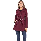 Sebby Collection Women's Soft Shell Trench Coat with Detachable Hood