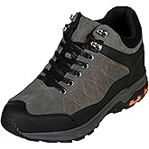 CALTO Men's Invisible Height Increasing Elevator Shoes - Grey Suede/Mesh Lace-up Hiking Boots - 3.2 Inches Taller - H75472 - Size 9 D(M) US