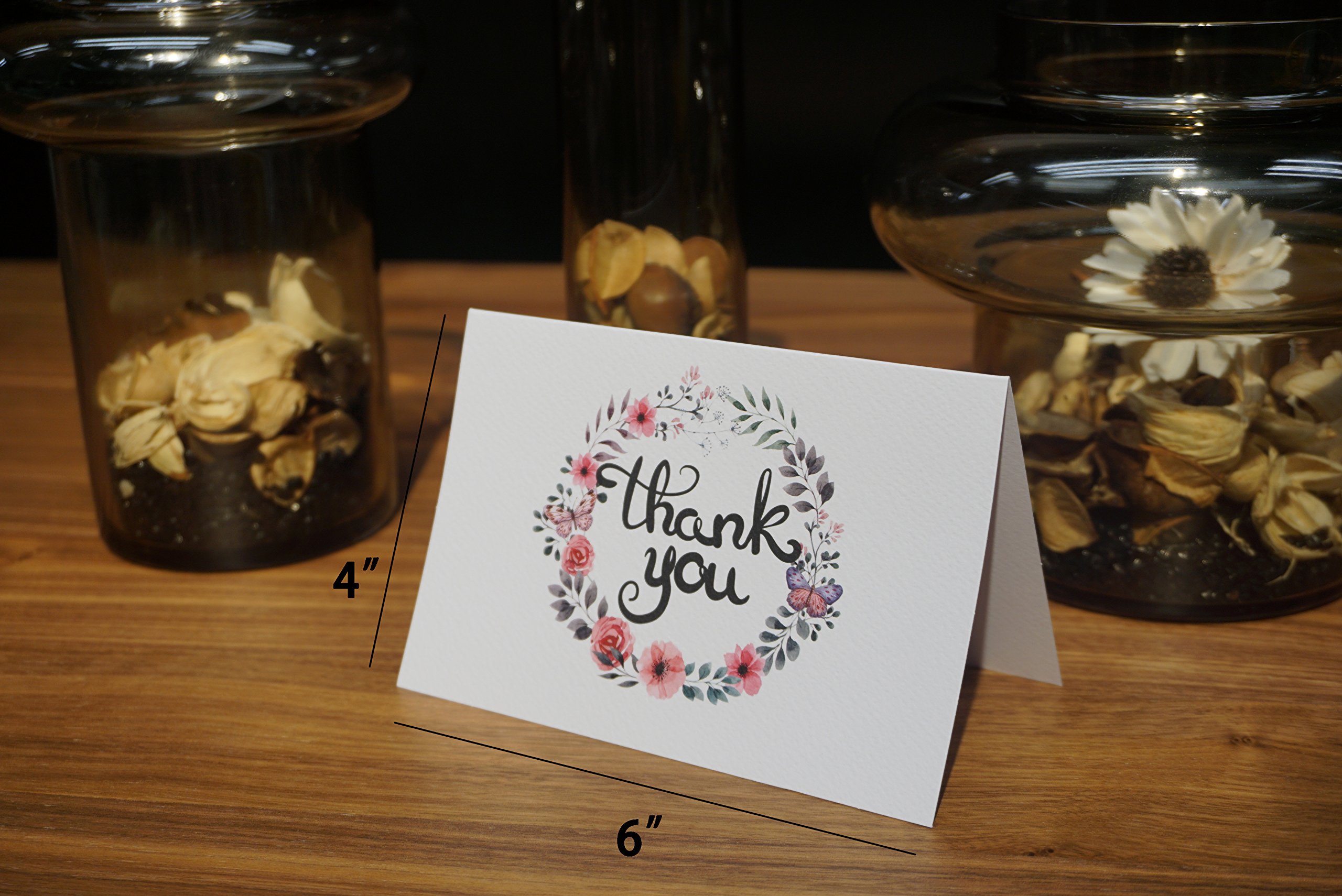 Kidepoch Thank You Cards 36 Assorted Set - 4 x 6 Inches - Blank Inside - Bulk Box Set with Kraft Envelopes Included