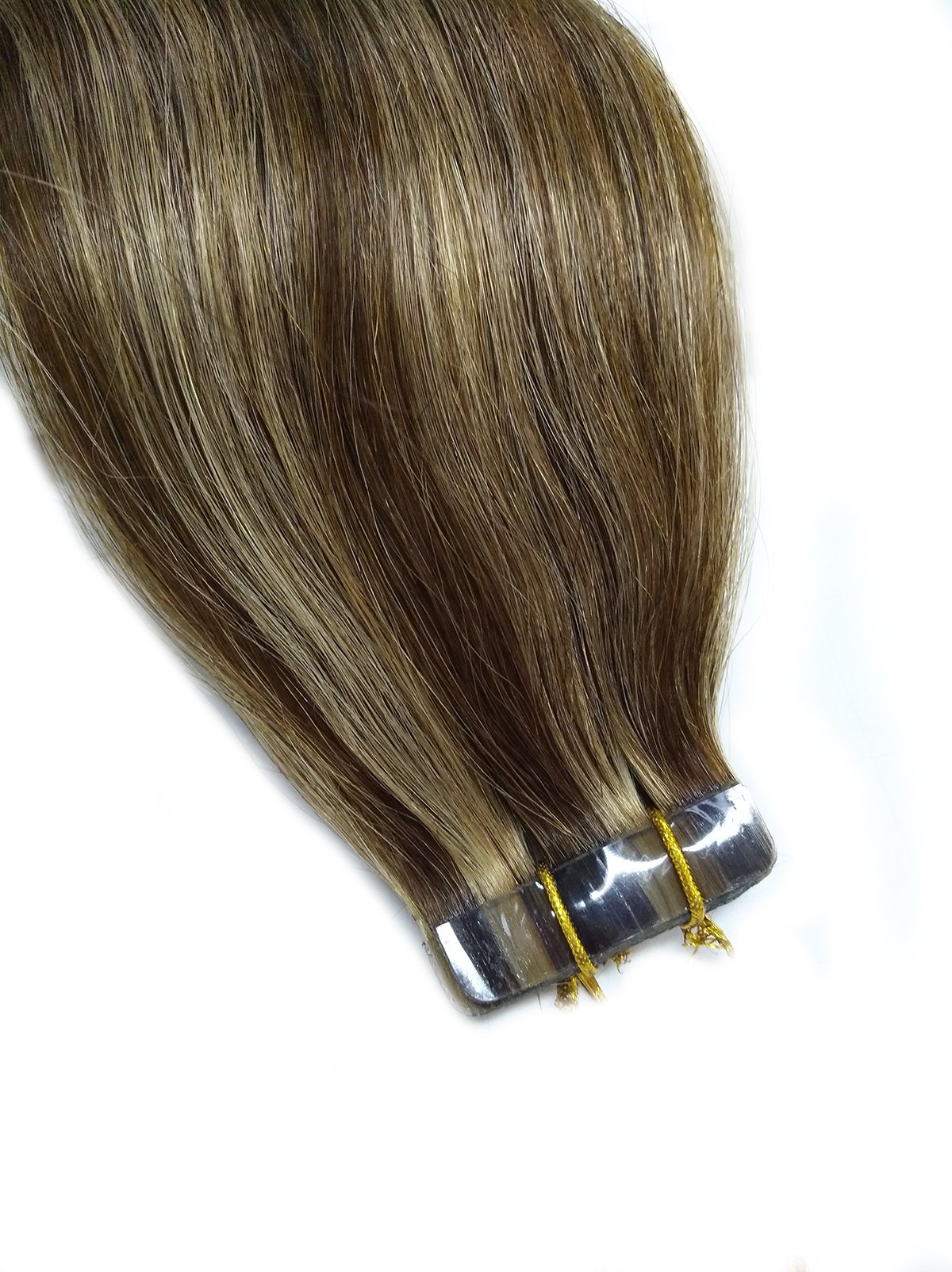 Tape in Hair Extensions Remy Human Hair Brown to Blonde Highlights