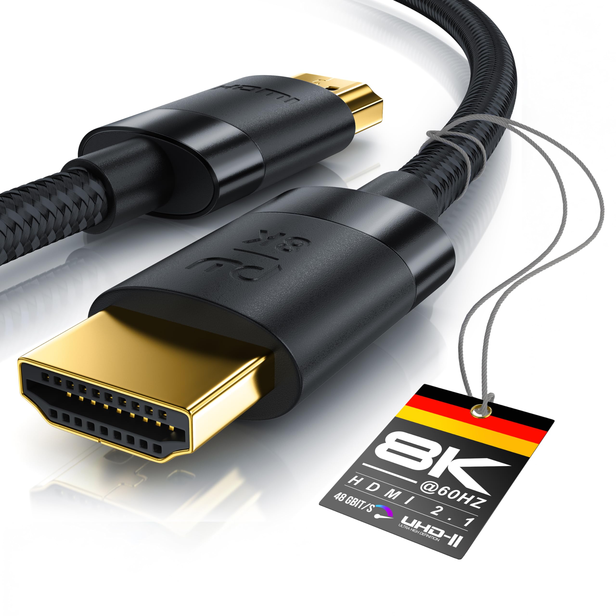 CSL - 8k / 4k HDMI Cable 2.1/2.0-3m - 8K @ 60Hz / 120Hz - 4K @ 240Hz - 48 Gbit/s - 3D - Ultra High Speed with Ethernet - TV Blu-ray PS5 Xbox Series X Switch - Black - 3 Metres