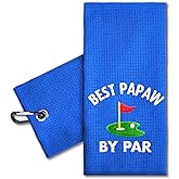 ERHACHAIJIA Best Papaw by Par Embroidered Golf Towel with Clip. Funny Golf Accessories Gifts for Men Father Papa Golf Lover, Birthday Retirement