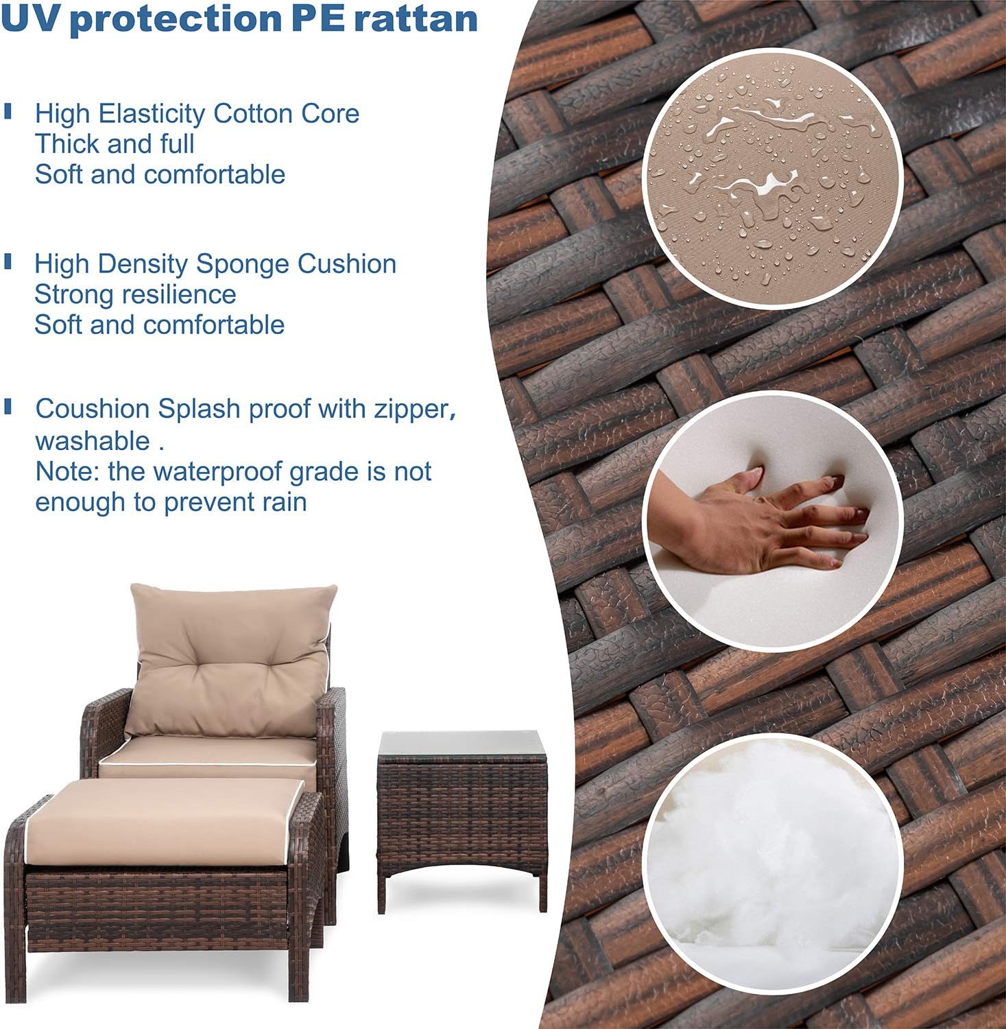 Shintenchi TK5, patio-conversation-sets, With Arm, Khaki : Garden & Outdoor