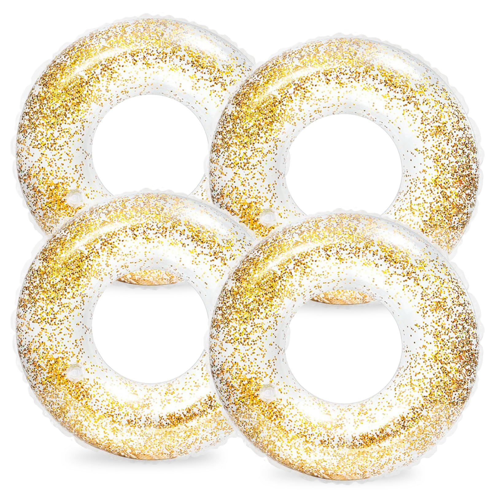 Photo 1 of Whaline 4Pcs Inflatable Pool Floats Toys Clear Swim Tubes Rings Glitter Gold Pool Tube for Boys Girls Outdoor Summer Swimming Pool Beach Party Favors Supplies
