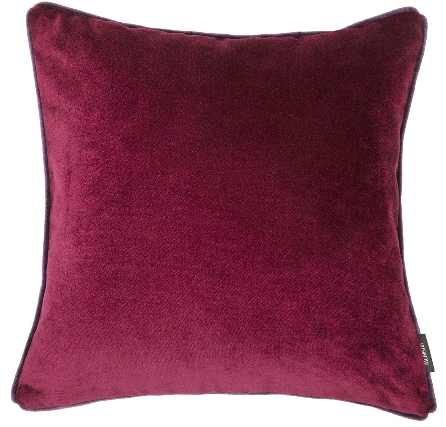 McAlister Textiles Matt Velvet Piped Cushion Covers - Wine Red 43x43 Cm - 17x17 Inches - Plush Decorative Throw Pillows Machine Washable & Fade Resistant