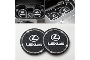 PARKTREE Silicone Anti-Slip Coaster Shiny Crystal Rhinestone Interior Accessories - 2 Pieces Compatible with Lexus GS NX RX GX RC ES UX LX LS Car Cup Holder 2.75 Inch Black