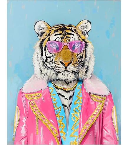Tableau de tigre en peinture digitale - Félin par