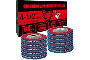 FOXBC 4-1/2 inch Flap Disc 60 Grit for Angle Grinder, Type 29, Premium Zirconium Grinding and Polishing for Metal, 10 Pack