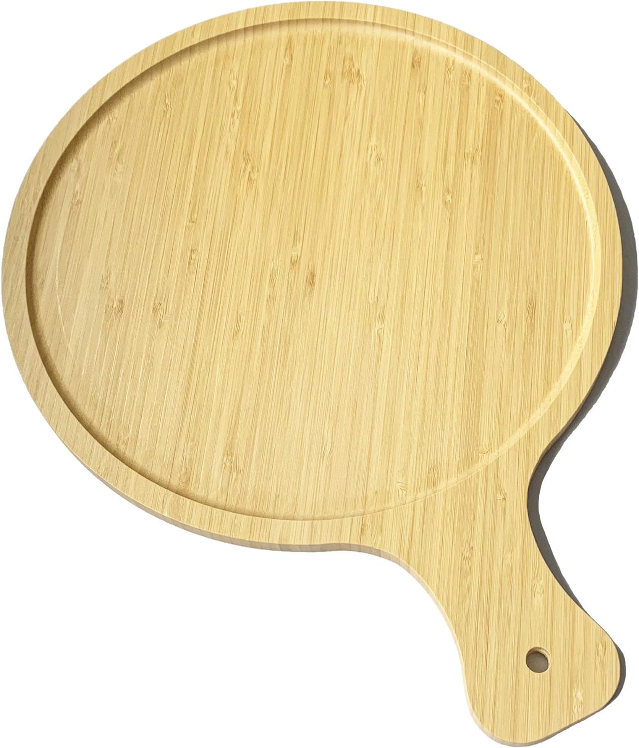 Bamboo Wooden Large Pizza Paddle Pizza Peel- 14 Inch Round Serving Board with Handle