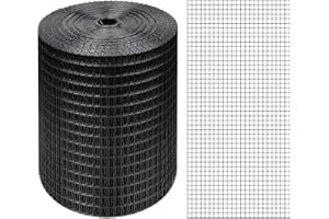 WURJHSONG Black Hardware Cloth 4'' x 20' PVC Steel Vinyl Coated 1/4 inch Galvanized Wire Mesh Roll (23 GA) Chicken Wire Fence Roll, for coop Fences,Screen mesh, Rabbit/Snake Fences, Poultry enclosures, etc.