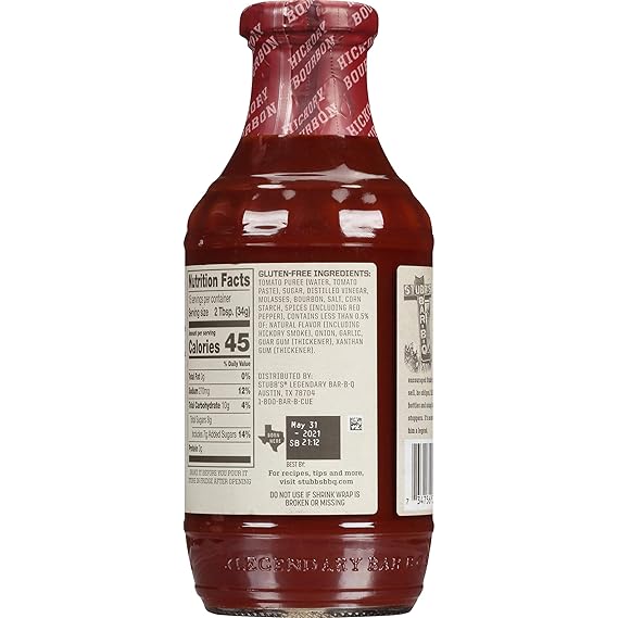 Best Bottled Bbq Sauce 2021 Amazon.: Stubb's Hickory Bourbon Bar B Q Sauce, 18 oz (Pack of 