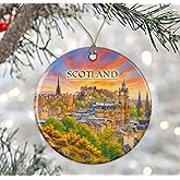 Scotland Watercolor Ornament - Ceramic Christmas Keepsake - Honeymoon Anniversary - Travel Souvenir - Housewarming Present - Gift for Scotland Lover Printed on Both Sides