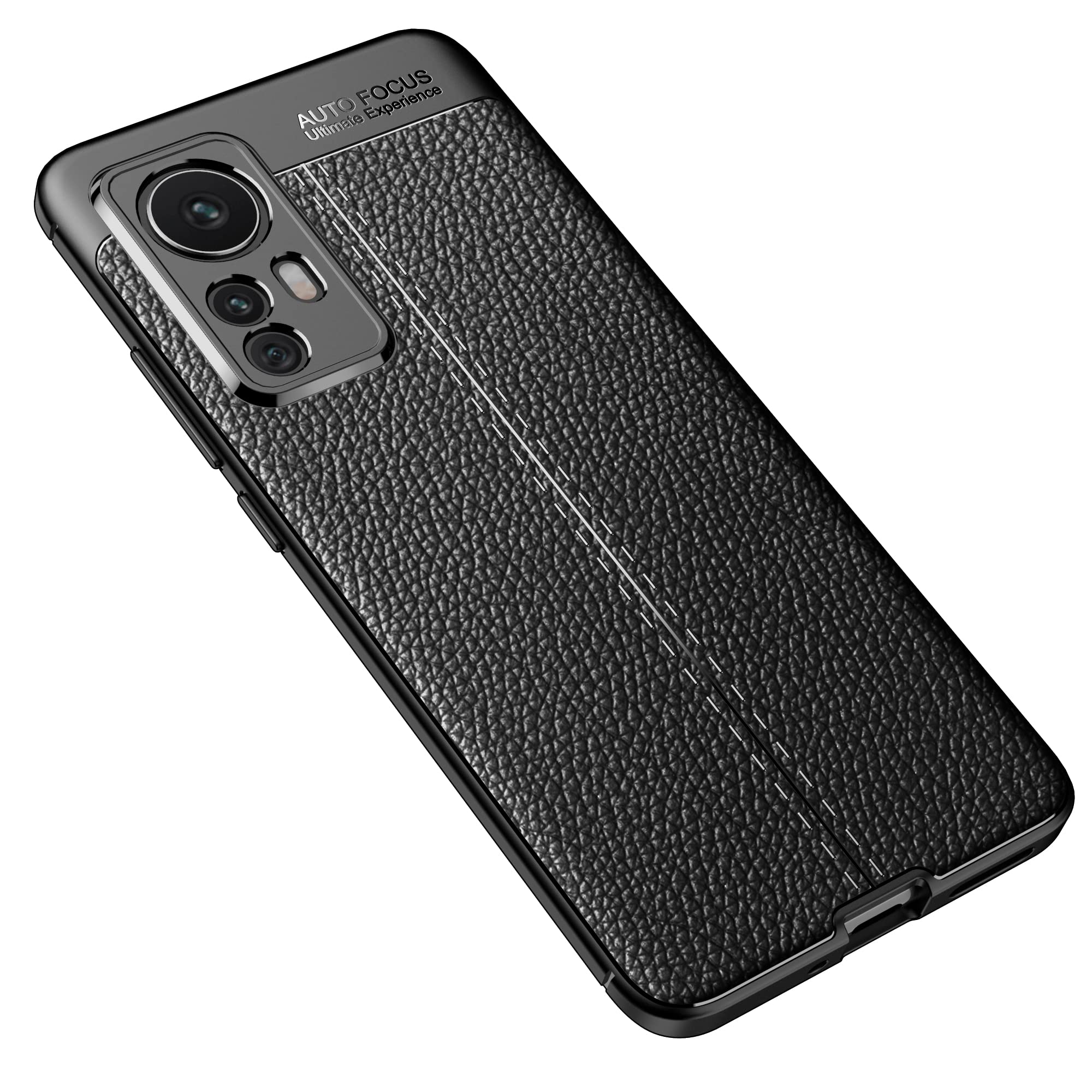 CruzerLite Case for Xiaomi Mi 12 Case, Carbon Fiber Texture Design Cover Anti-Scratch Shock Absorption Case for Xiaomi Mi 12 (2022) (Leather Black)