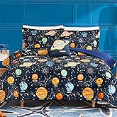 Wink Deer Twin Comforter Set for Boys-3 Pieces Space Glow in The Dark Twin Bedding Sets for Kids,1 Comforter,1 Sham and 1 Decor Pillow