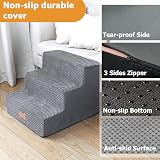 Nepfaivy Dog Steps for Bed 3-Step Non-Slip Foam Stairs 45x40x34cm view 3