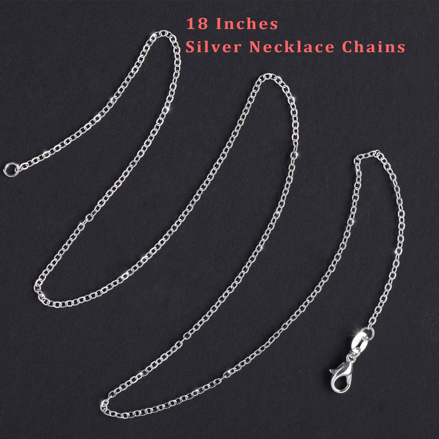 SANNIX 50 Pack Silver Plated Necklace Chains Bulk, Cable Chain Pack for Jewelry Making