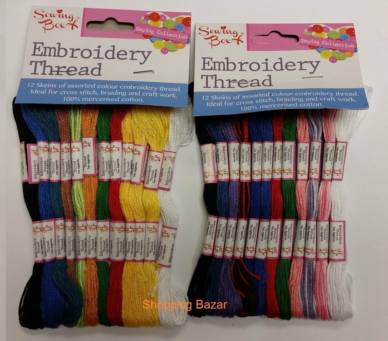 Sewing Box Embroidery Thread - 24 Skeins Assorted Colours