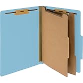 Blue Summit Supplies 10 Classification Folders, 2 Divider, Light Blue | Heavy-duty, Letter Size, 2 in Expansion, 2 Prong Fasteners, 2 Dividers, for Medical and Legal Files