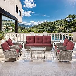 HUMMUH Outdoor Furniture-8 Piece Wicker Patio