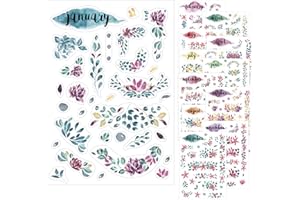 SUNNY STREAK Transparent Monthly Planner Stickers - 12 Clear Sticker Sheets with Beautiful Watercolor Stickers & Undated Calendar Sticker Months - Planner, Scrapbooking and Journaling Supplies (Floral)