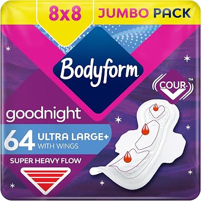 Bodyform Ultra Goodnight Sanitary Towels with Wings 64 Count Night Use