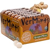 VerMints Organic Breath Mints, Ginger Mint, 1.41oz Tins (Pack of 6) | Non-GMO, Vegan, Gluten-Free, Nut-Free, Kosher