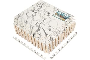 Sorbus 80 Sq. Ft. Wood Grain Floor Tiles Foam Mat EVA Interlocking Mats Tile 3/8-Inch Thick Flooring Wood Puzzle Exercise Mat