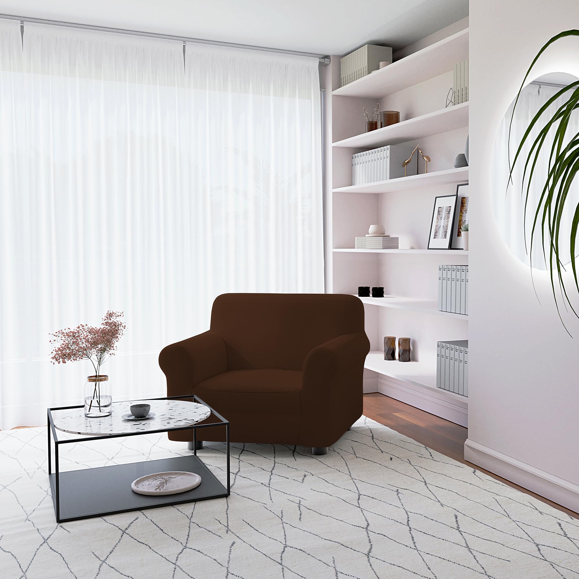 Italian Bed Linen Elastic Sofa Cover “Piu Bello”, 97% Polyester + 3% Elastometer, Brown, 1 Place