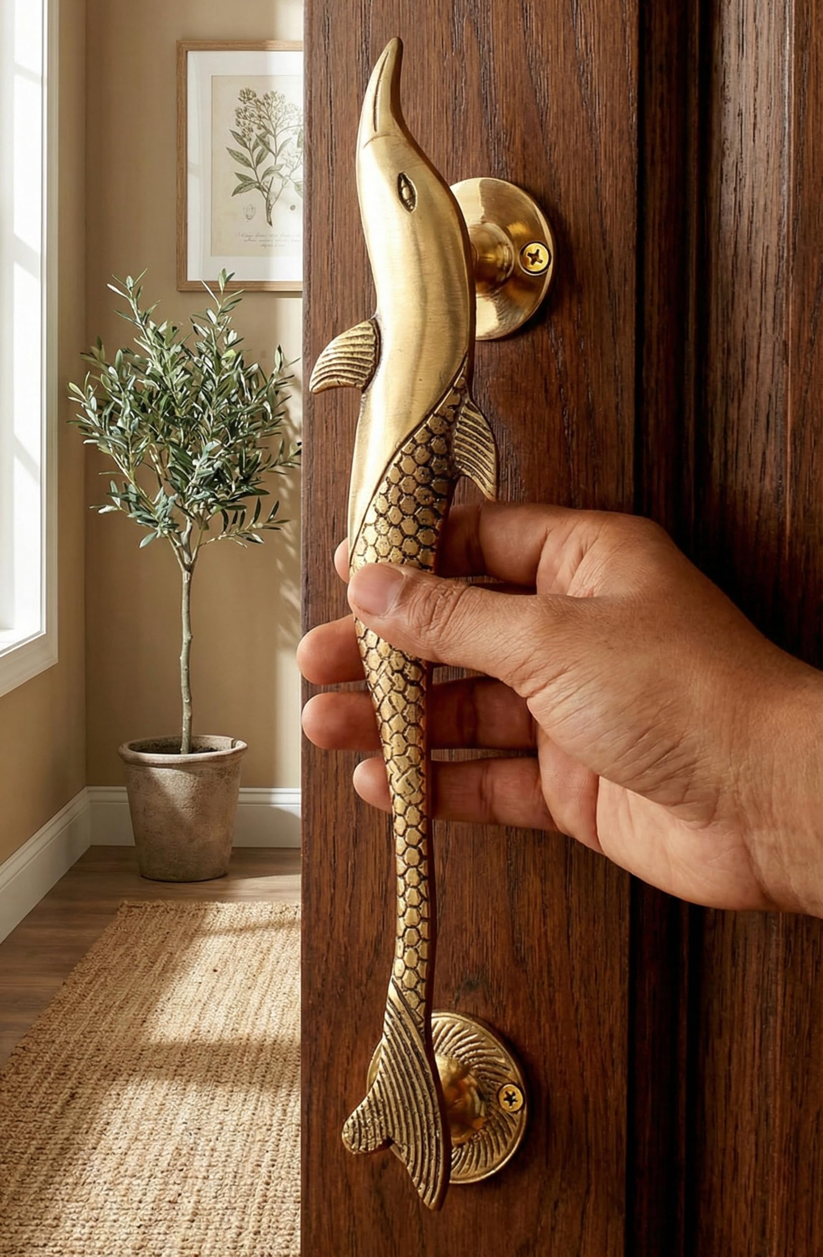 eSplanade Brass Designer Handle | Home Decor | Door Decor | Brass Door Pulls (Dolphin)