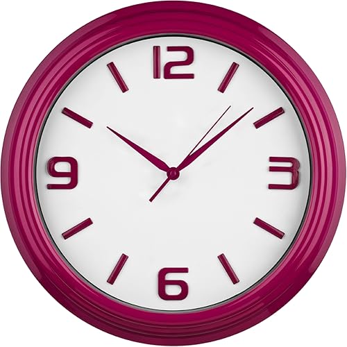 Premier Housewares Round Kitchen Wall Clock Raspberry Purple