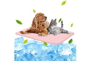 NWK Pet Cooling Mat Ice Silk Cooling Mat for Dogs & Cats Portable & Washable Pet Cooling Blanket, Car Seats, Beds for Summer (Large (39'' x 27.5'' x 0.3''), Pink Cat)