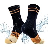 DRYMILE Mountain Waterproof Wool Socks, Breathable, Cushioned, Hiking, Skiing, Camping and All Winter Activities –Crew