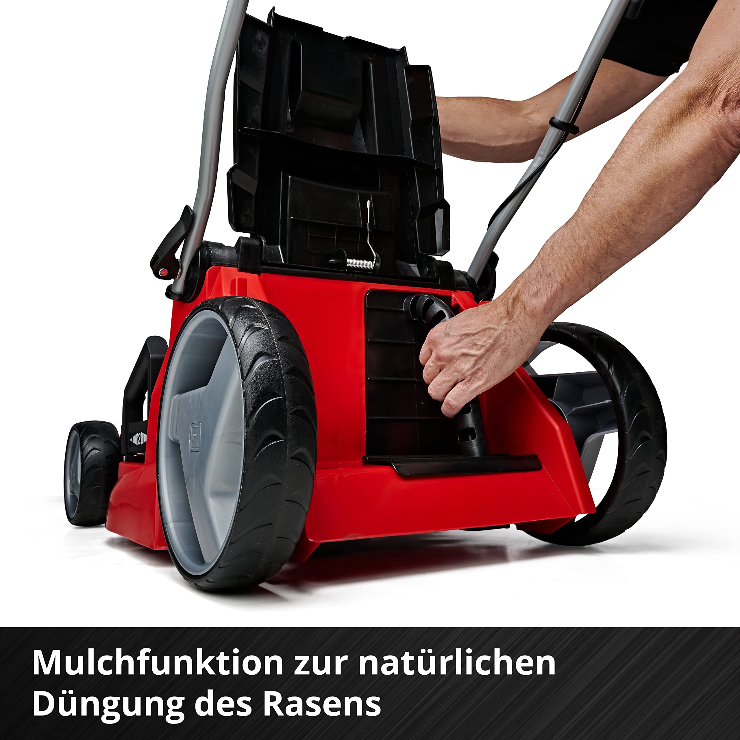 Einhell Akku-Rasenmäher GE-cm 43 Li M Kit Power X-Change (36V, 43 cm Schnittbreite, bis 600 m², Brushless, Mulch-Kit, 63L Fangkorb, 25-75 mm Schnitthöhe, inkl. 2X 4,0Ah + 2X Ladegerät) 7