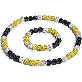 Baseball Necklace 18in Baseball Chain and Bracelet Set Beaded Necklace Pollyanna for Men Women Bling Rhinestone Drip