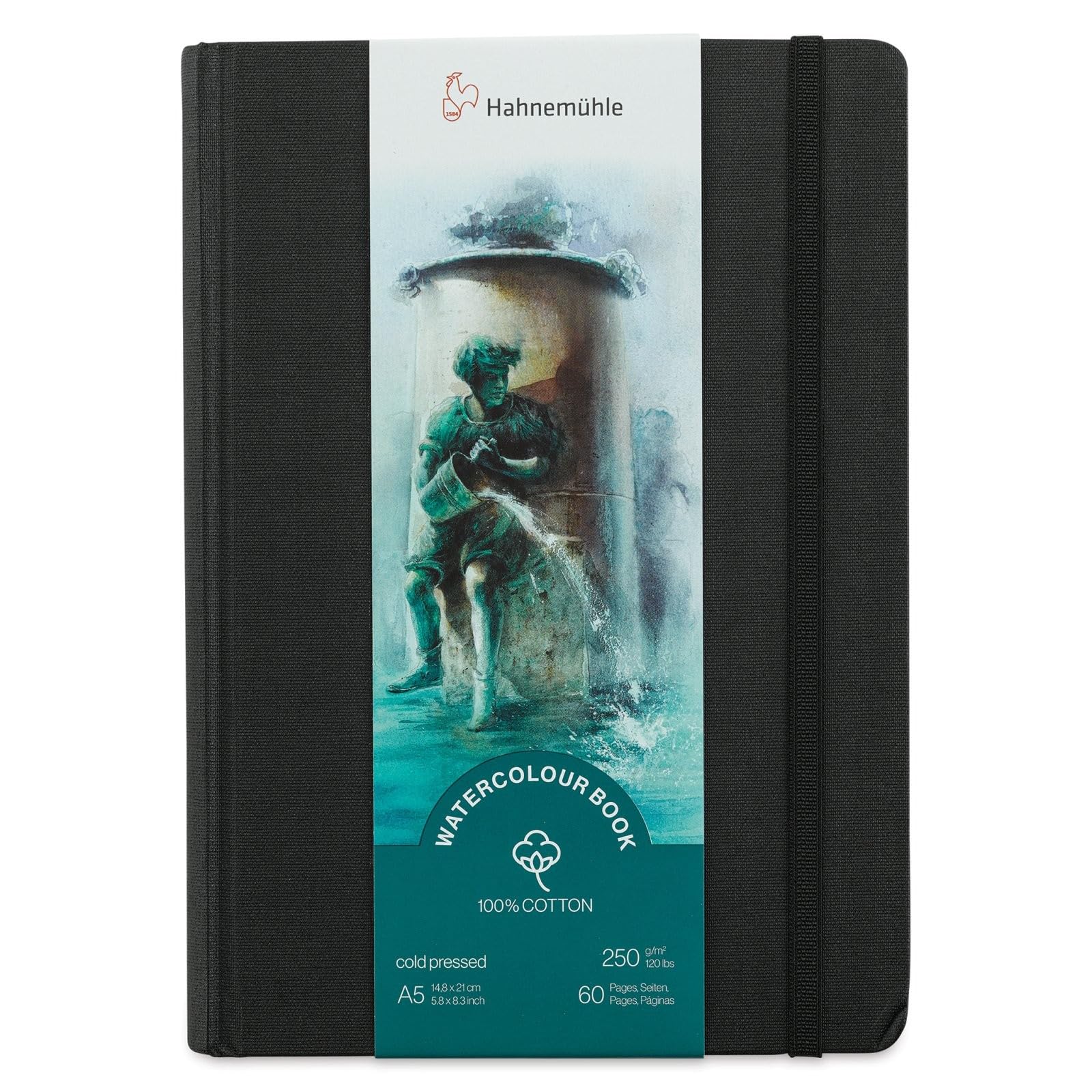 Hahnemühle Watercolour Book 100% Cotton, 250 g/m², Matte, Surface-Glued, 30 Sheets/60 Pages, Watercolour Book (A5 - Portrait Format)