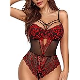 Avidlove Women Lingerie Floral Lace Harness Lingerie Bodysuit One Piece Teddy Babydoll Nightgown