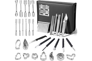 46-Piece Stainless Steel Fruit Carving Tools Set - Professional Watermelon Carving Knife Kit with Ergonomic Handles & Portabl
