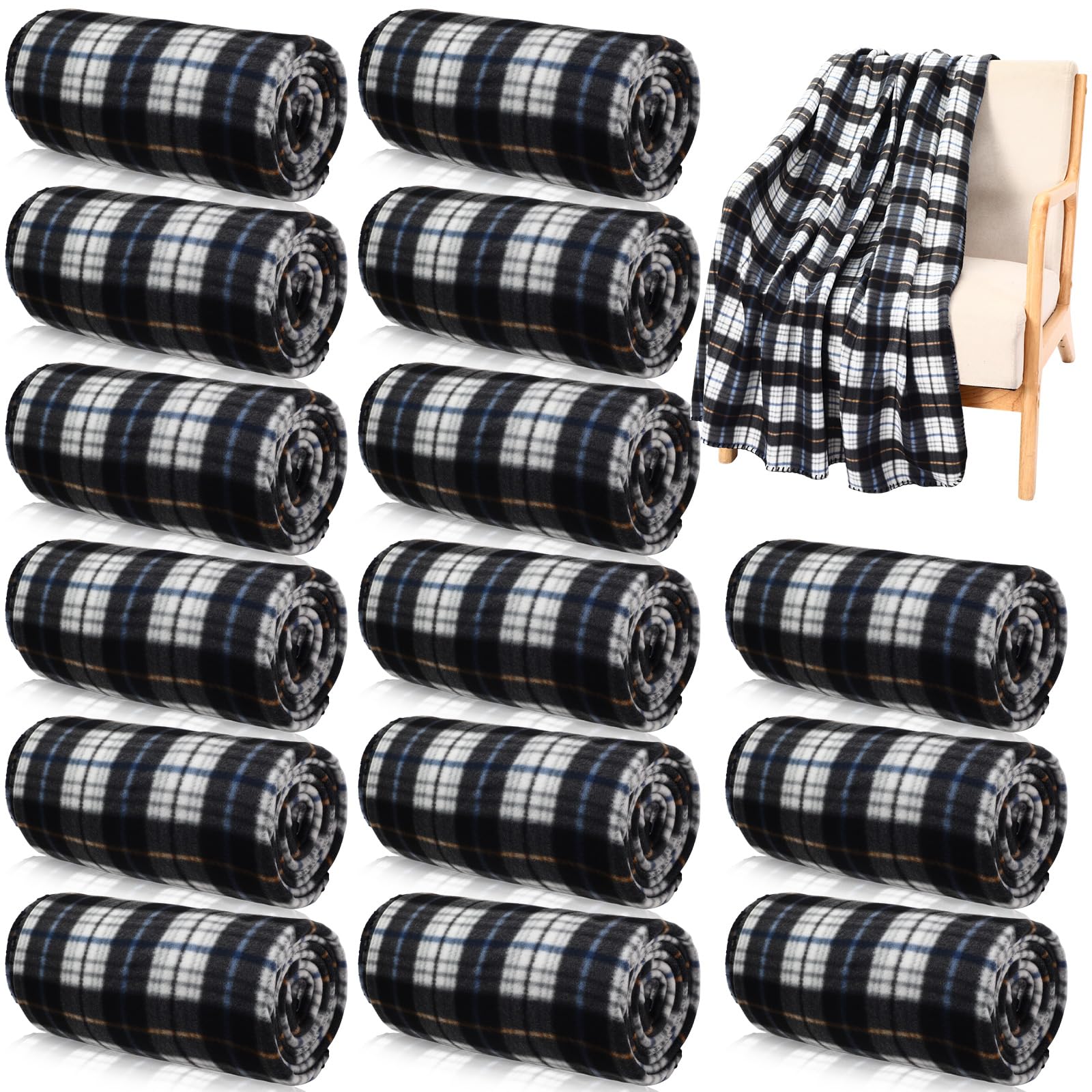 Photo 1 of Buryeah 15 Pcs Winter Buffalo Plaid Throw Blankets Bulk 60 x 50 Inch Tartan Plaid Checkered Warm Throw Blankets Decor for Christmas Winter Couch Sofa Chair Bed Office Home(Style J,Black and White)