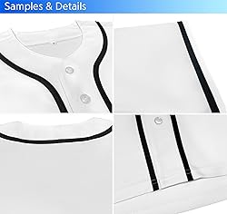 KXK Blank Baseball Jersey for Men Casual Button