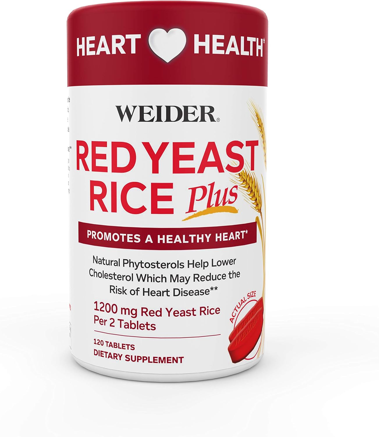 Weider Red Yeast Rice Plus 1200mg ♡ - With 850mg of Natural Phytosterols- Gluten FREE - One Month Supply: Health & Personal Care